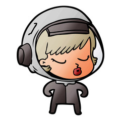 cartoon pretty astronaut girl