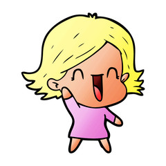 cartoon happy woman