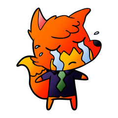 crying business fox cartoon