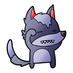 cartoon wolf showing teeth