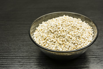 Groats in a bowl.