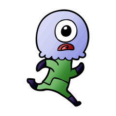 cartoon cyclops alien spaceman running