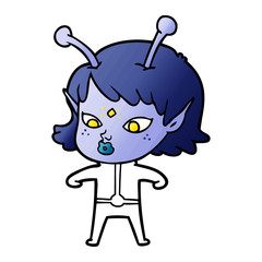 pretty cartoon alien girl