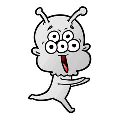 happy cartoon alien running