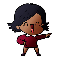 cartoon laughing woman pointing