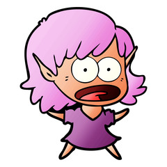 Obraz premium cartoon shocked elf girl