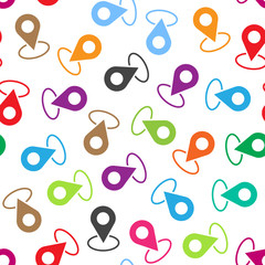 Pin location seamless pattern background. Business flat vector illustration. Navigation map, gps concept symbol pattern.