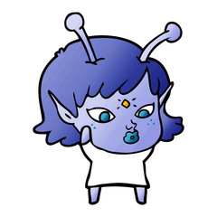 pretty cartoon alien girl