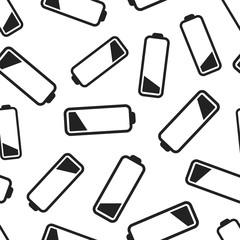 Battery level indicator seamless pattern background. Business flat vector illustration. Battery symbol pattern.
