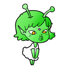 pretty cartoon alien girl