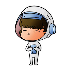 cartoon curious astronaut
