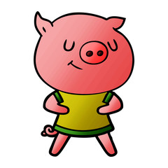 happy cartoon pig
