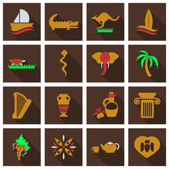 Set of vector images on the theme of ancient Greece. They can be used as logo design elements, as illustration for travel agencies.