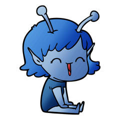 cartoon alien girl laughing