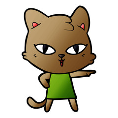cartoon cat in dress pointing