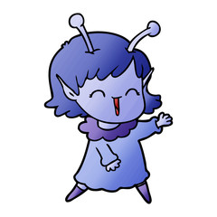 cartoon alien girl laughing