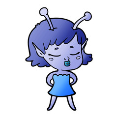 cute alien girl cartoon