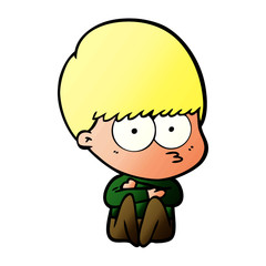nervous cartoon boy
