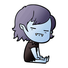 cartoon undead vampire girl sitting