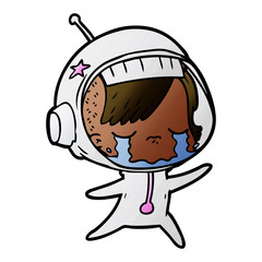 cartoon crying astronaut girl