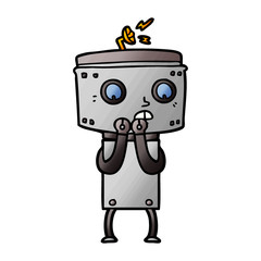 nervous cartoon robot