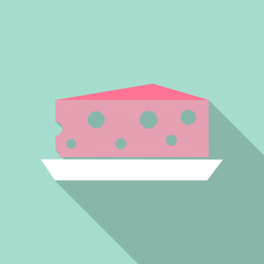 Piece of cheese on the plate with shadow