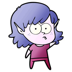 cartoon elf girl staring