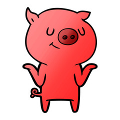 happy cartoon pig