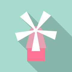 Mill icon. Simple flat windmill vector pictogram.