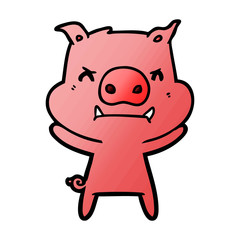 Fototapeta premium angry cartoon pig