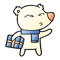 Fototapeta premium cartoon christmas polar bear