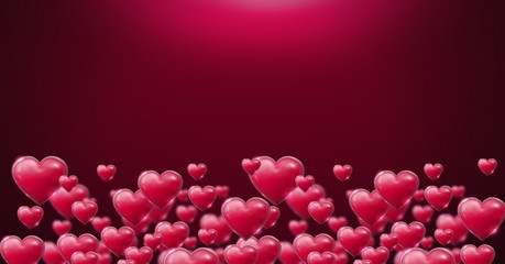 Shiny bubbly Valentines hearts