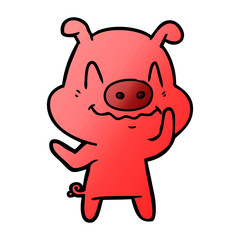 nervous cartoon pig