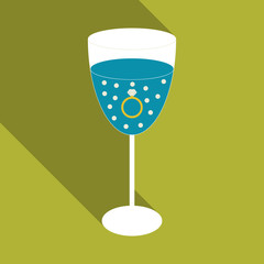 wine glass icon with wedding ring