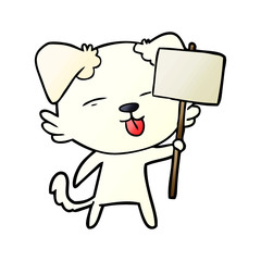 cartoon dog holding sign post