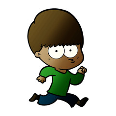 nervous cartoon boy