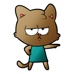 bored cartoon cat pointing