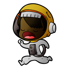 cartoon astronaut woman running