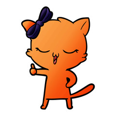 cartoon cat with bow on head