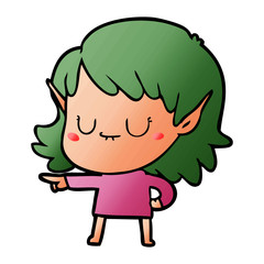 happy cartoon elf girl