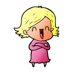 cartoon happy woman