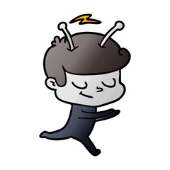 friendly cartoon spaceman running