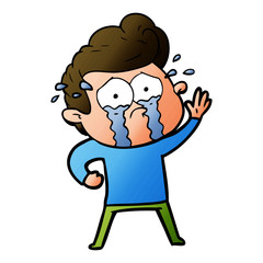 Obraz premium cartoon crying man waving