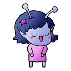 happy alien girl cartoon