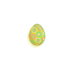 vector flat easter chicken egg icon. Spring holiday decorated festive symbol green colored with circles print for your design. Isolated illustration on a white background
