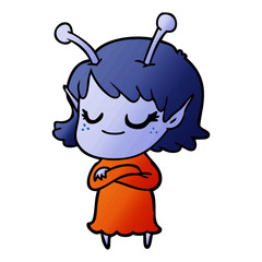 smiling alien girl cartoon