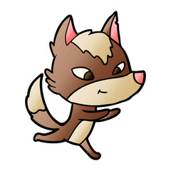 friendly cartoon wolf running