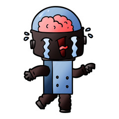 cartoon crying robot pointing