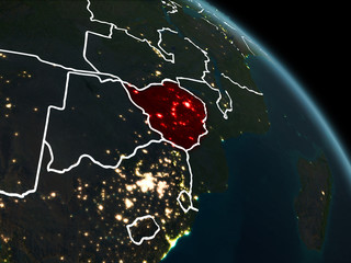 Zimbabwe in red at night
