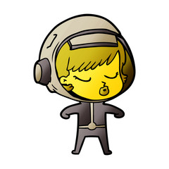 cartoon pretty astronaut girl